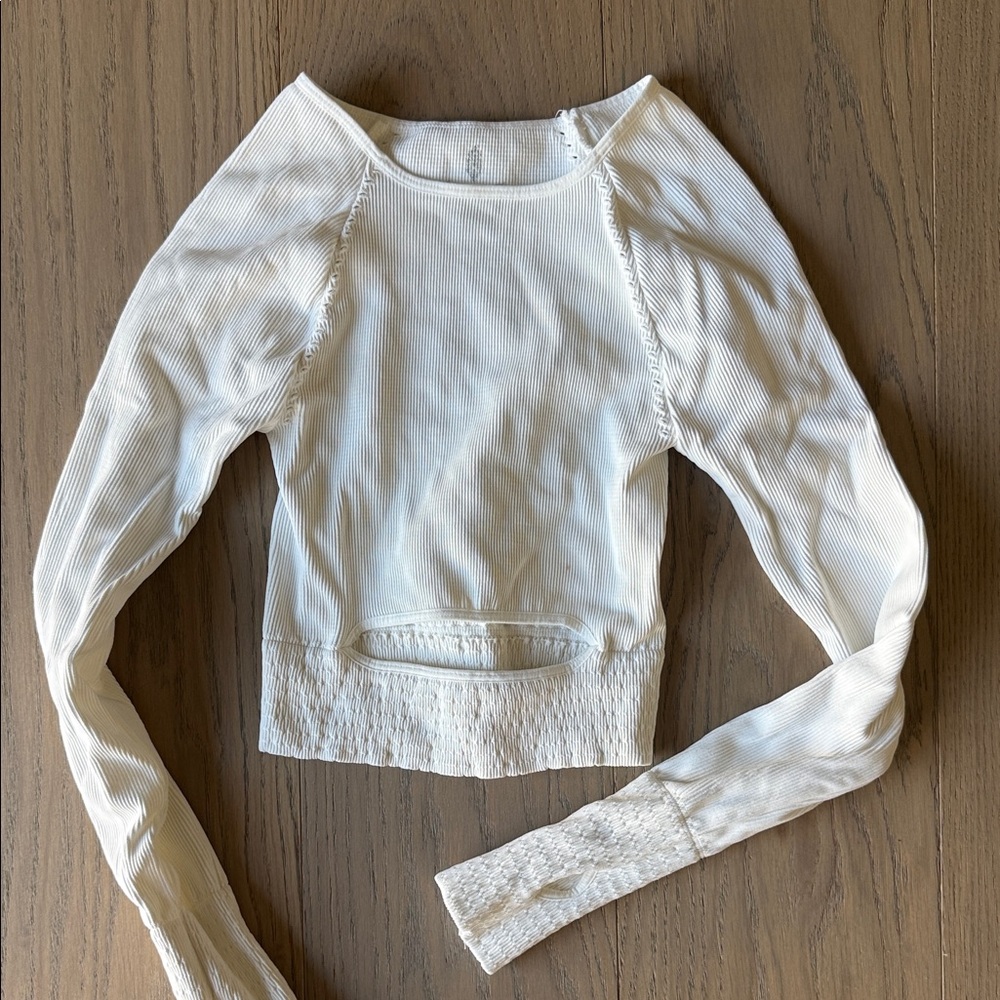 Free people movement White Long Sleeve Ribbed Top